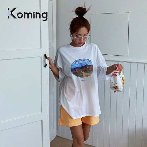 モント半袖Tシャツ-t 韓国ファッション レディースファッション カジュアルルック ボクシーフィット 半袖Tシャツ フロントプリンティング デイリールック 活用度 母の日