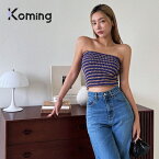 レイストライプニットチューブトップ-cami【LAGIRL】【Koming】 レディースファッション 韓国ファッション チューブトップ ストライプパターン フェミニンシルエット サマーシーズン のっぺり感のない ポイントを与える