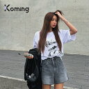 【ポイントUP★割引クーポン配布中】49291 グラフィックハーフスリーブTシャツ【LAGIRL】【Koming】 韓国ファッション レディースファッション 半袖Tシャツ オーバーフィット 夏商品 ユニークプリンティング オンラインショッピングモール カジュアルルック 母の日