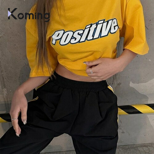 楽天Koming49247 ハーフスリーブルーズTシャツ【LAGIRL】【Koming】 韓国ファッション レディースファッション スポーティな半袖Tシャツ プリンティングTシャツ 男女共用Tシャツ 快適な着心地 耐久性のある素材 ルックの完成度 母の日