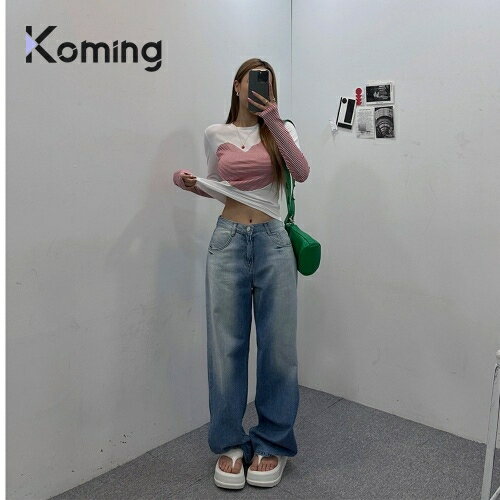 49641 グラデーションワイドデニムパンツ【LAGIRL】【Koming】 韓国ファッション レディースファッショ..