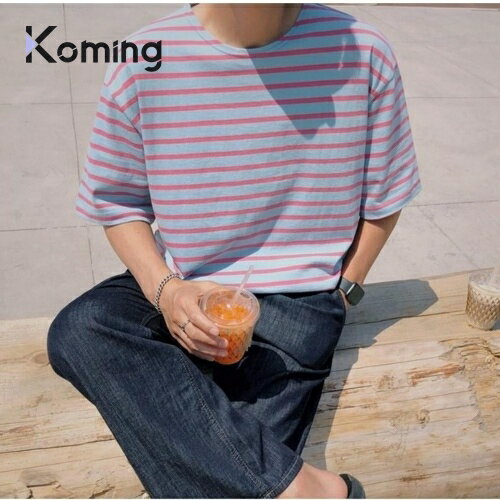 メンズ 柔らかいフィット ストライプ Tシャツ【MonsieurBong】 【Koming】 韓国ファッション レディー..
