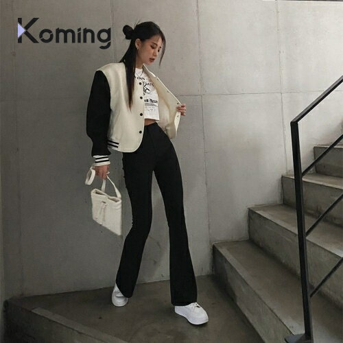 48857 無地パンツ【LAGIRL】【Koming】 韓国ファッション レディースファッション ミントアイテム ブーツカットパンツ リブパンツ レッグライン デイリーパンツ 楽なパンツのサムネイル