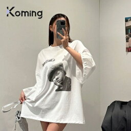 【4月18日まで│ポイント3倍＆割引クーポン配布 】48878 ルーズTシャツ【LAGIRL】【Koming】 韓国ファッション レディースファッション オーバーフィットTシャツ 体型カバー ボトムス失踪ルック 夏Tシャツ カジュアルTシャツ ボクシーなフィット感