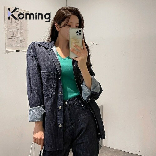 楽天Koming長袖ルーズシャツ【LAGIRL】【Koming】 韓国ファッション レディースファッション シャツ スタイリング デニム 素材 完成度 高い 母の日