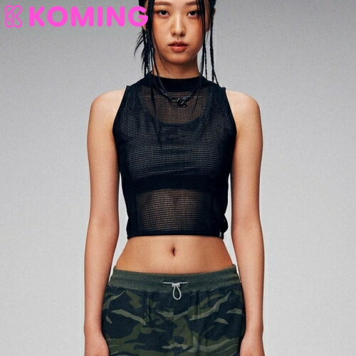 yK-beauty week 500~OFFN[|zzzKNIT MESH SLEEVELESS TOP [BLACK]yRUNNINGHIGHz yKomingz ؍t@bV fB[Xt@bV ̓