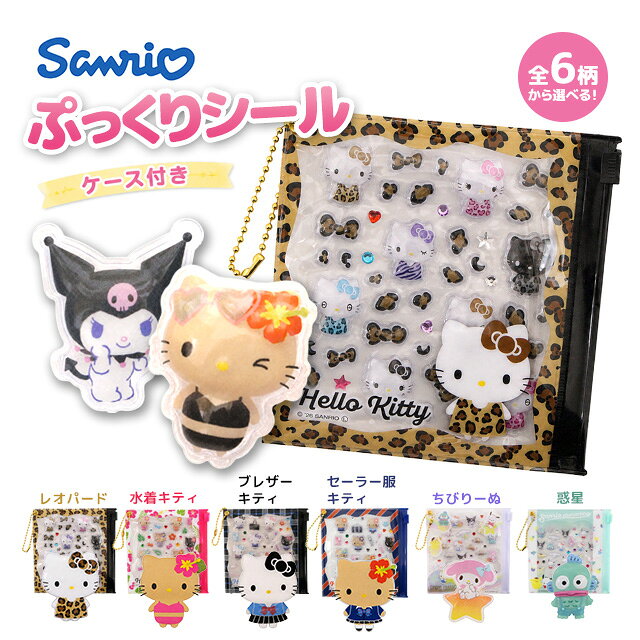 プチパーツ サンリオキャラクターズ シール デコシール デコパーツ 3D感 ぷっくり かわいい ケース付き 小物入れ