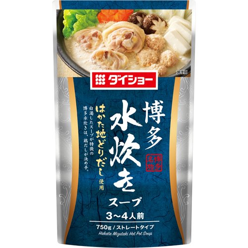 はかた地どりの鶏がらだしを使用した白湯スープに、生姜を加え、コクがありながらもすっきりとした味わいに仕上げた鶏の旨味引き立つ鍋スープです。