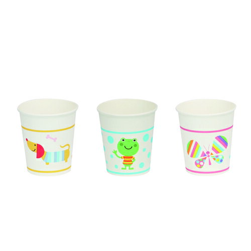 Rakuten - ファーストレイト　(FR-5366)　ペーパーカップ　なかよしおやこ　5oz(150ml)　イエロー/ブルー/ピンク　1000個×4個　合計4000個
