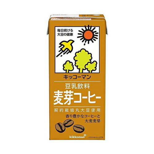 【2ケース】　キッコーマン　豆乳飲料　麦芽コーヒー　1L×6本×2箱　合計12本