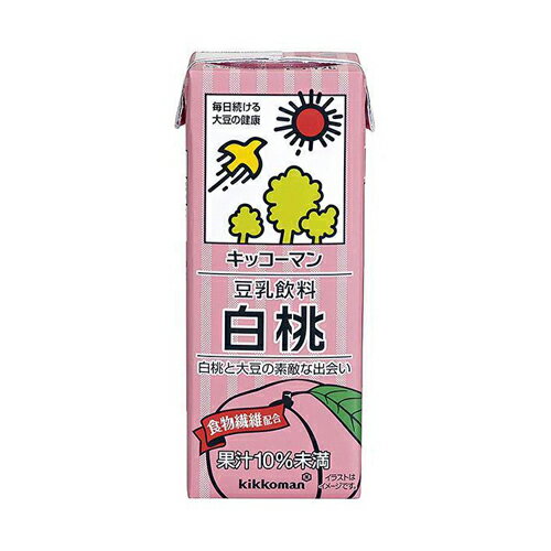 【2ケース】　キッコーマン　豆乳飲料　 白桃　200ml×18本×2箱　合計36本