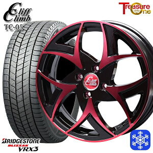 送料無料 2021年製 165/55R15 N-BOX タント ブリヂストンブリザック VRX3 クリフクライムTC05レッド4.5Jx15 4穴100 軽自動車用新品スタッドレスタイヤホイール4本セット