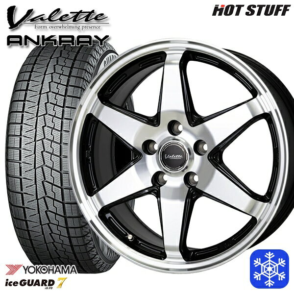 スタッドレスタイヤホイール4本セット 215/60R17 96Q アルファード ヴェルファイア 2022年製 ヨコハマアイスガード IG70 HotStuff ヴァレット アンクレイ ブラックポリッシュ 17インチ 7.0J 5H114.3