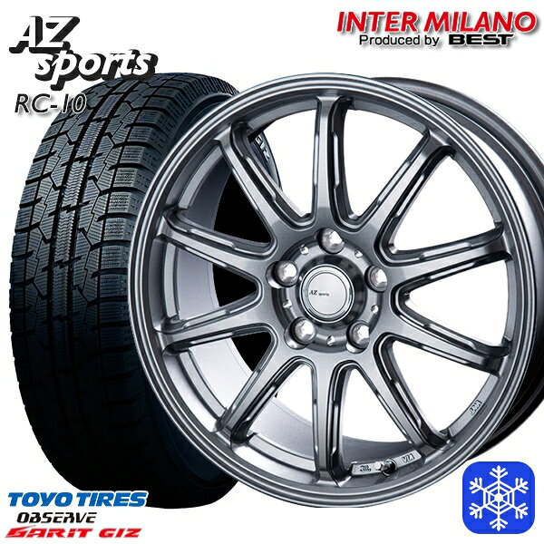 スタッドレスタイヤホイール4本セット 225/50R17 アテンザスポーツ エスティマ 2022年製 トーヨー ガリット ギズ インターミラノ AZ-Sports RC10 シルバー 17インチ 7.0J 5H114.3