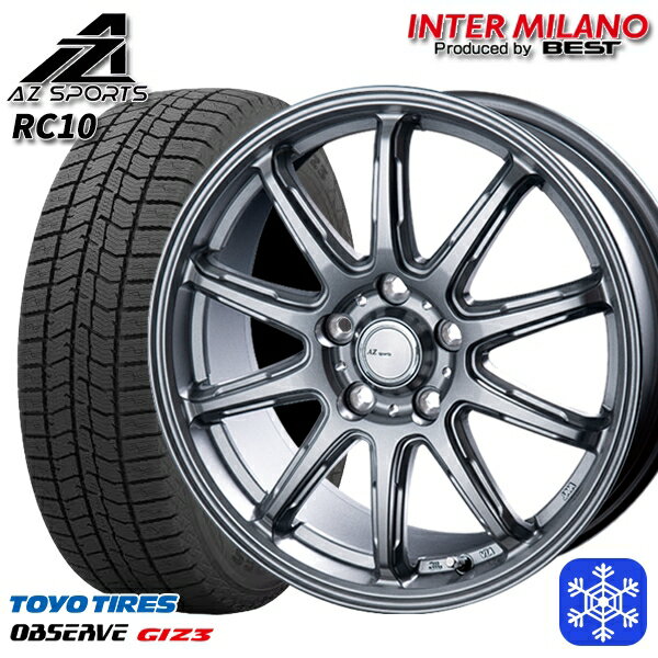 スタッドレスタイヤホイール4本セット 225/65R17 ハリアー RAV4 2024〜2025年製 トーヨー オブザーブ ギズ3 インターミラノ AZ-Sports RC10 シルバー 17インチ 7.0J 5H114.3