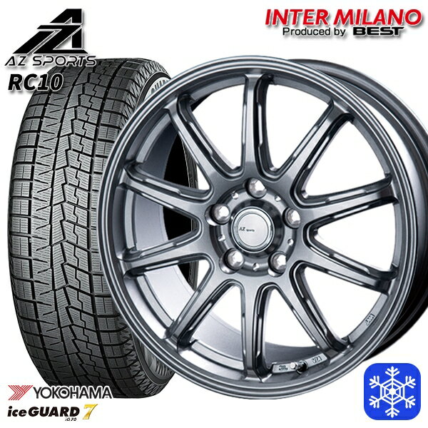 スタッドレスタイヤホイール4本セット 215/60R17 96Q アルファード ヴェルファイア 2022年製 ヨコハマアイスガード IG70 インターミラノ AZ-Sports RC10 シルバー 17インチ 7.0J 5H114.3