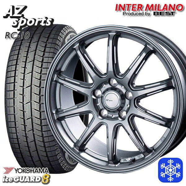 スタッドレスタイヤホイール4本セット 215/45R17 ノア ヴォクシー 2025年製 ヨコハマ アイスガード8 IG80 インターミラノ AZ-Sports RC10 シルバー 17インチ 7.0J 5H114.3