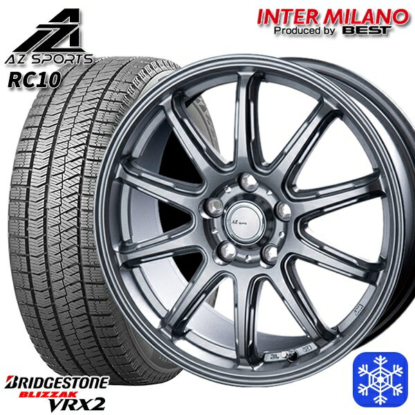 スタッドレスタイヤホイール4本セット 215/50R17 マツダ3 セレナ 2023〜2024年製 ブリヂストン ブリザック VRX2 インターミラノ AZ-Sports RC10 シルバー 17インチ 7.0J 5H114.3
