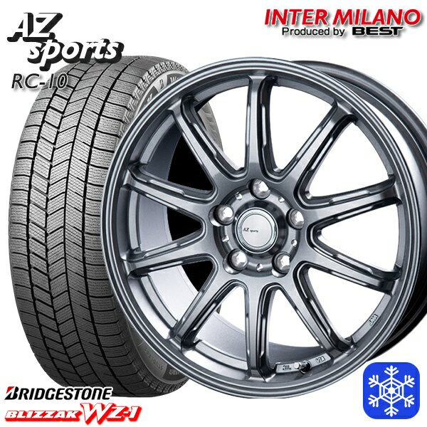 スタッドレスタイヤホイール4本セット 215/50R17 マツダ3 セレナ 2025年製 ブリヂストン ブリザック WZ1 インターミラノ AZ-Sports RC10 シルバー 17インチ 7.0J 5H114.3