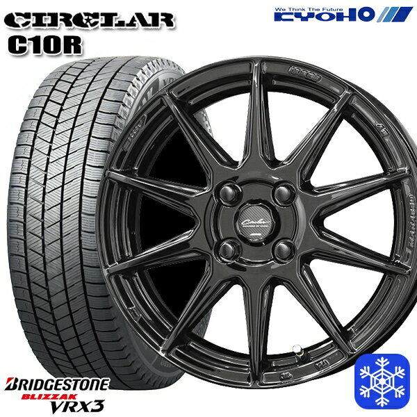 【取付対象】185/60R15 ヤリス ヴィッツ 2022〜2023年製 ブリヂストン ブリザック VRX3 KYOHO サーキュラー C10R GB 15インチ 5.5J 4穴 100 スタッドレスタイヤホイール4本セット 送料無料