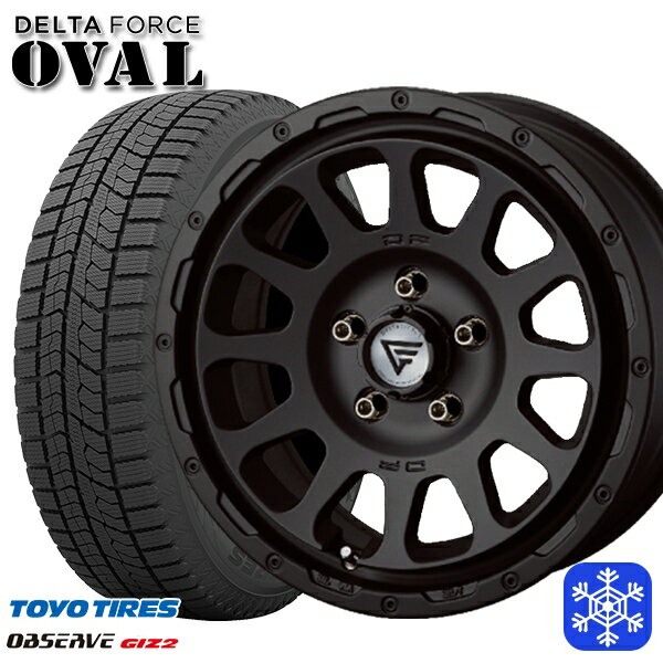 スタッドレスタイヤホイール4本セット 225/50R17 アテンザスポーツ エスティマ 2022〜2023年製 トーヨー オブザーブ ギズ2 デルタフォースオーバル マットブラック 17インチ 7.0J 5H114.3