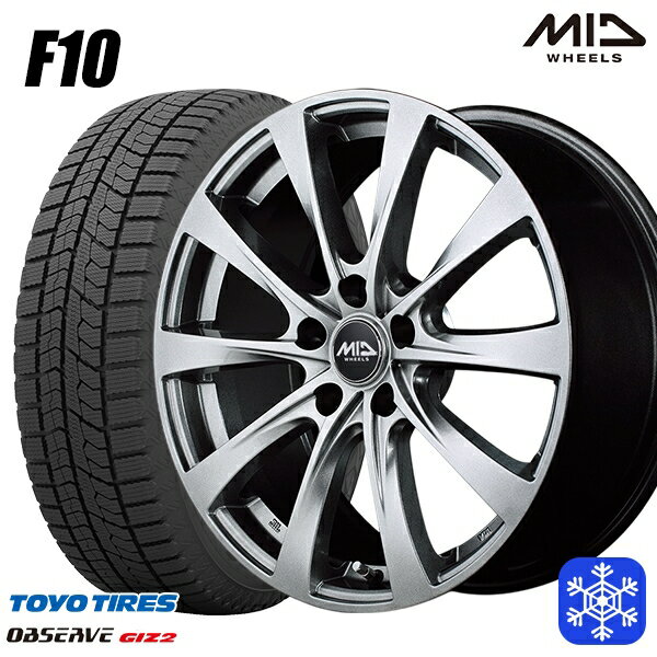 スタッドレスタイヤホイール4本セット 205/55R16 アクセラ リーフ 2023〜2024年製 トーヨー オブザーブ ギズ2 MID ユーロスピード F10 メタリックグレー 16インチ 6.5J 5H114.3