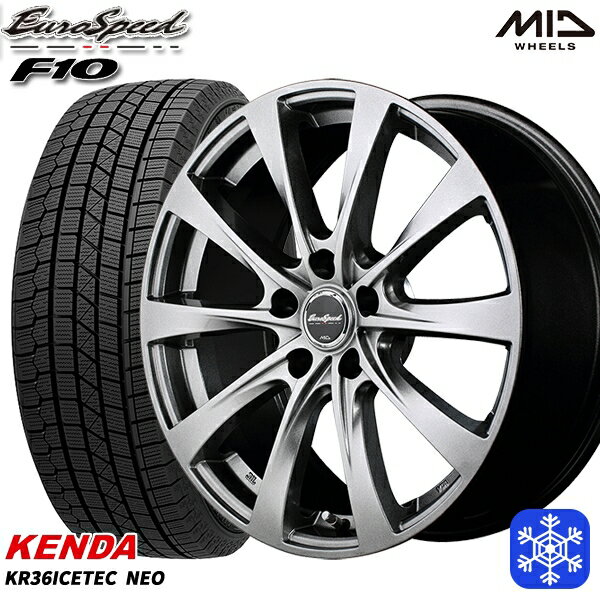 スタッドレスタイヤホイール4本セット 215/50R17 エクシーガ レガシィB4 2025年製 ケンダ アイステックネオ KR36 MID ユーロスピード F10 メタリックグレー 17インチ 7.0J 5H100