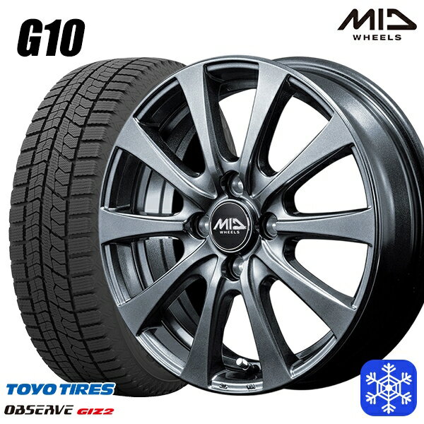 スタッドレスタイヤホイール4本セット 165/55R14 モコ ルークス 2022〜2023年製 トーヨー ガリット ギズ MID ユーロスピード G10 メタリックグレー 14インチ 4.5J 4H100