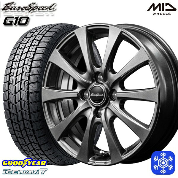 【取付対象】185/60R15 ヤリス ヴィッツ 2022〜2023年製 グッドイヤー アイスナビ7 MID ユーロスピード G10 メタリックグレー 15インチ 5.5J 4穴 100 スタッドレスタイヤホイール4本セット 送料無料