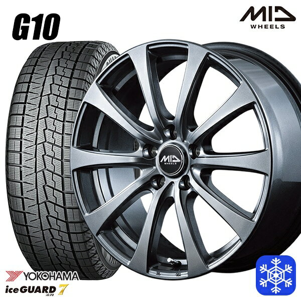 【取付対象】195/65R15 ノア ヴォクシー 2021～2022年製 ヨコハマ アイスガード IG70 MID ユーロスピード G10 メタリックグレー 15インチ 6.0J 5H114.3 スタッドレスタイヤホイール4本セット