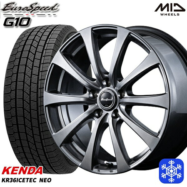 【取付対象】205/55R16 アクセラ リーフ 2022～2023年製 ケンダ アイステックネオ KR36 MID ユーロスピード G10 メタリックグレー 16インチ 6.5J 5H114.3 スタッドレスタイヤホイール4本セット