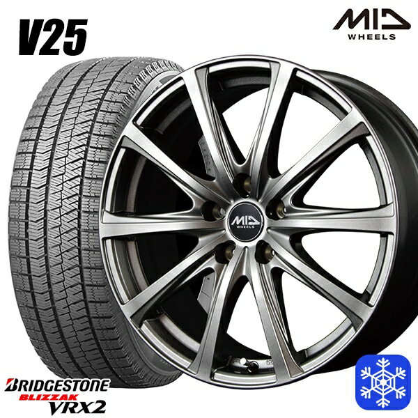 【取付対象】215/65R16 98Q アルファード ヴェルファイア 2021〜2022年製 ブリヂストン ブリザック VRX2 MID ユーロスピード V25 メタリックグレー 16インチ 6.5J 5穴 114.3 スタッドレスタイヤホイール4本セット 送料無料