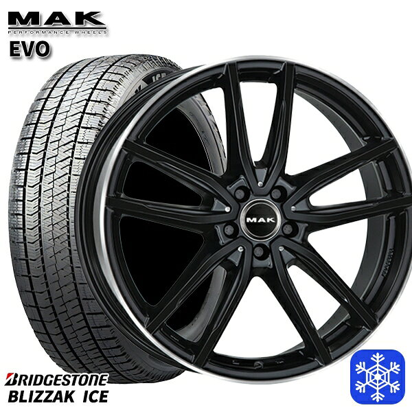 スタッドレスタイヤホイール4本セット 225/50R17 ベンツ Cクラス W205/W206用 2021〜2022年製 ブリヂストン ブリザックアイス MAK EVO グロスブラックミラーリング 17インチ 7.5J 5H112 +48