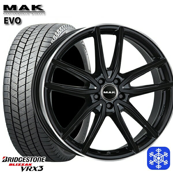 【取付対象】235/40R18 ベンツ Aクラス W176AMG用 2022〜2023年製 ブリヂストン ブリザック VRX3 MAK EVO グロスブラックミラーリング 18インチ 8.0J 5H112 +48 スタッドレスタイヤホイール4本セット 送料無料