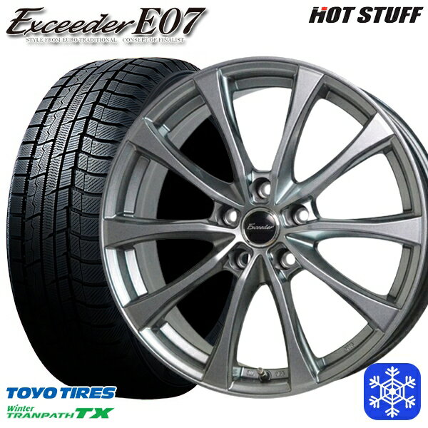 【取付対象】215/60R17 96Q アルファード ヴェルファイア 2022〜2023年製 トーヨー ウィンター トランパス TX HotStuff エクシーダーE07 ダークシルバー 17インチ 7.0J 5穴 114.3 スタッドレスタイヤホイール4本セット 送料無料