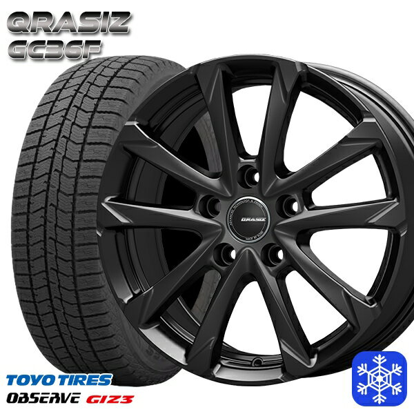 スタッドレスタイヤホイール4本セット 225/45R18 クラウン レヴォーグ 2024年製 トーヨー オブザーブ ギズ3 クレイシズ GC36F グロスブラック 18インチ7.0J 5H114.3
