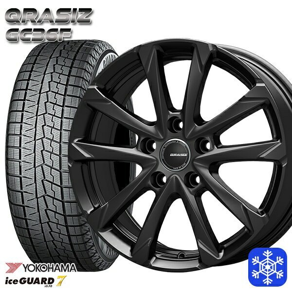 スタッドレスタイヤホイール4本セット 195/65R15 ノア ヴォクシー 2021〜2022年製 ヨコハマ アイスガード IG70 クレイシズ GC36F グロスブラック 15インチ 6.0J 5H114.3