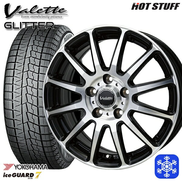 スタッドレスタイヤホイール4本セット 215/60R17 96Q アルファード ヴェルファイア 2022年製 ヨコハマアイスガード IG70 HotStuff ヴァレット グリッター ブラックポリッシュ 17インチ 7.0J 5H114.3