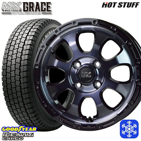 スタッドレスタイヤホイール4本セット 145R12 6PR （145/80R12） 2024〜2025年製 グッドイヤー アイスナビカーゴ HotStuff マッドクロスグレイス BKC/BK 12インチ 4.0J 4H100