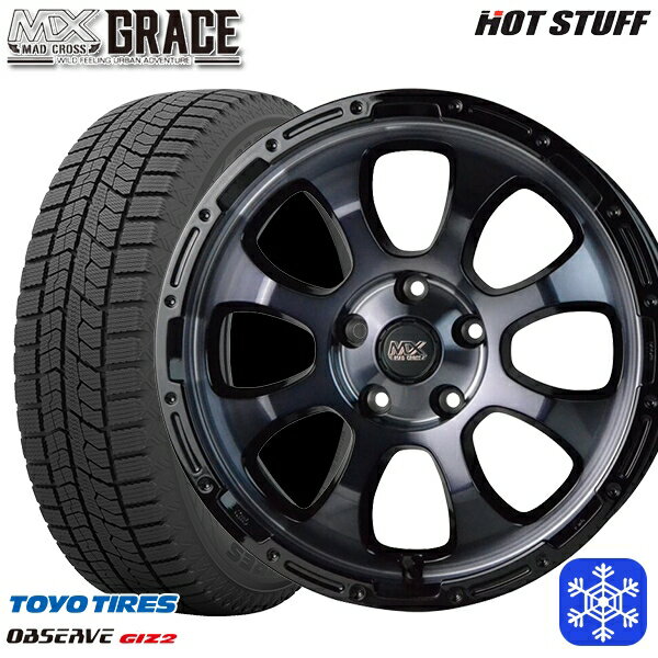 スタッドレスタイヤホイール4本セット 205/55R16 アクセラ リーフ 2023〜2024年製 トーヨー オブザーブ ギズ2 HotStuff マッドクロスグレイス BKC/BK 16インチ 7.0J 5H114.3
