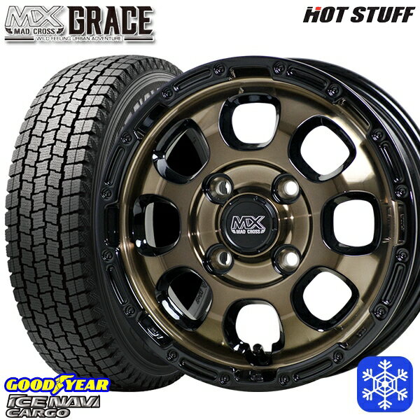 スタッドレスタイヤホイール4本セット 145R12 6PR （145/80R12） 2024〜2025年製 グッドイヤー アイスナビカーゴ HotStuff マッドクロスグレイス BRC/BK 12インチ 4.0J 4H100