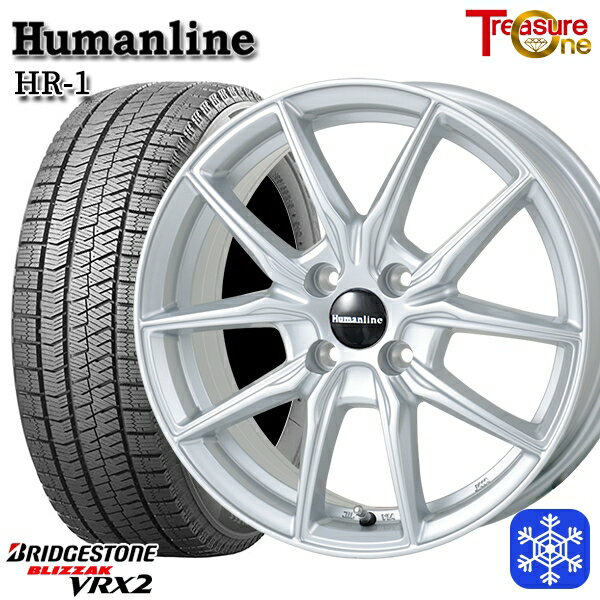 スタッドレスタイヤホイール4本セット 165/55R14 モコ ルークス 2021〜2022年製 ブリヂストン ブリザック VRX2 トレジャーワン ヒューマンライン HR1 シルバー 14インチ 4.5J 4H100