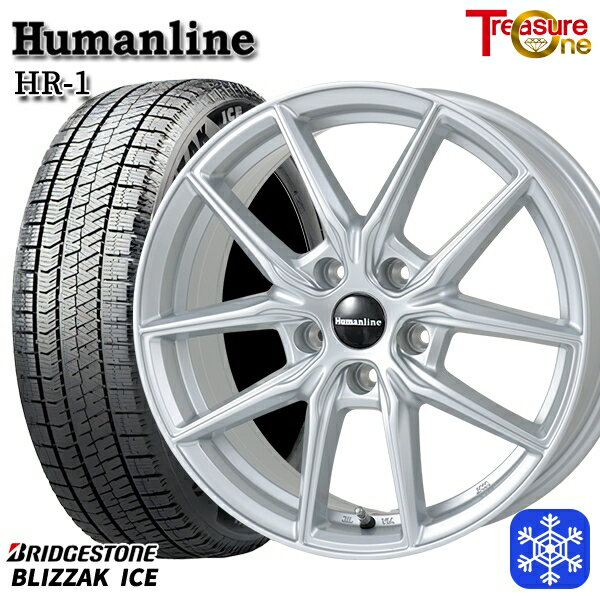 スタッドレスタイヤホイール4本セット 225/50R17 アテンザスポーツ エスティマ 2021〜2022年製 ブリヂストン ブリザックアイス トレジャーワン ヒューマンライン HR1 シルバー 17インチ 7.0J 5H114.3