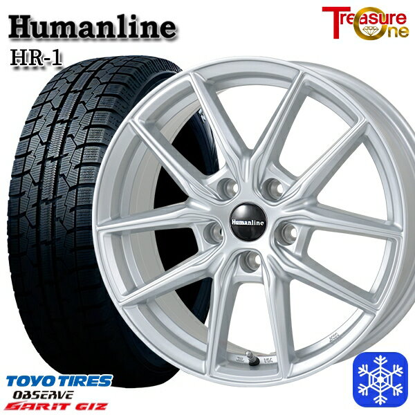 スタッドレスタイヤホイール4本セット 225/50R17 アテンザスポーツ エスティマ 2022年製 トーヨー ガリット ギズ トレジャーワン ヒューマンライン HR1 シルバー 17インチ 7.0J 5H114.3