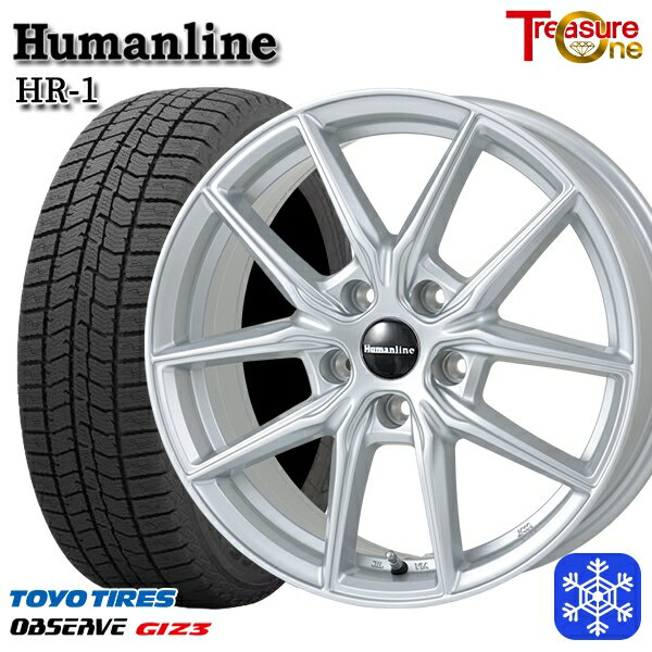 スタッドレスタイヤホイール4本セット 205/60R16 エスティマ マツダ3 2024年製 トーヨー オブザーブ ギズ3 トレジャーワン ヒューマンライン HR1 シルバー 16インチ 6.5J 5H114.3