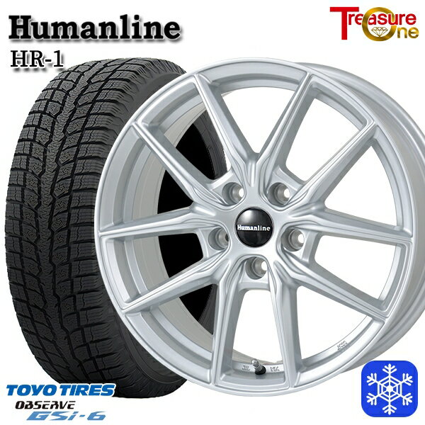 スタッドレスタイヤホイール4本セット 215/70R16 100Q デリカD5 2022〜2023年製 トーヨー オブザーブ GSi-6 トレジャーワン ヒューマンライン HR1 シルバー 16インチ 6.5J 5H114.3 114.3