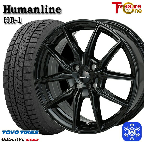 スタッドレスタイヤホイール4本セット 185/60R15 ヤリス ヴィッツ 2023〜2024年製 トーヨー オブザーブ ギズ2 トレジャーワン ヒューマンライン HR1 ブラック 15インチ 5.5J 4H100