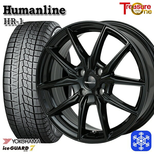 スタッドレスタイヤホイール4本セット 165/55R15 N-BOX タント 2021〜2022年製 ヨコハマ アイスガード IG70 トレジャーワン ヒューマンライン HR1 ブラック 15インチ 4.5J 4H100