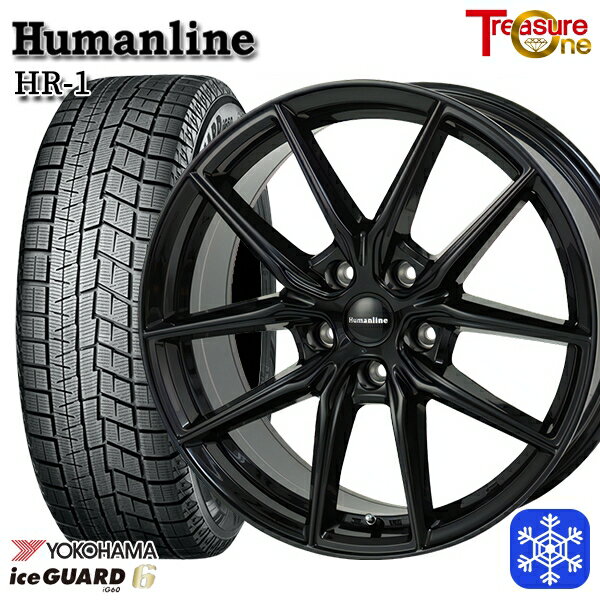 スタッドレスタイヤホイール4本セット 215/60R16 ヤリスクロス ヴェゼル 2021年製 ヨコハマ アイスガード IG60 トレジャーワン ヒューマンライン HR1 ブラック 16インチ 6.5J 5H114.3