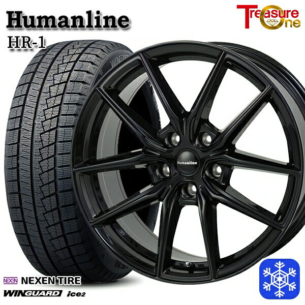 スタッドレスタイヤホイール4本セット 215/60R16 ヤリスクロス ヴェゼル 2025年製 ネクセン ウィンガードアイス2 トレジャーワン ヒューマンライン HR1 BK 16インチ 6.5J 5H114.3